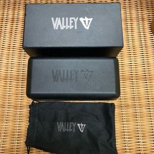 Valley sunglass pouch, case and box. Does not include sunglasses.